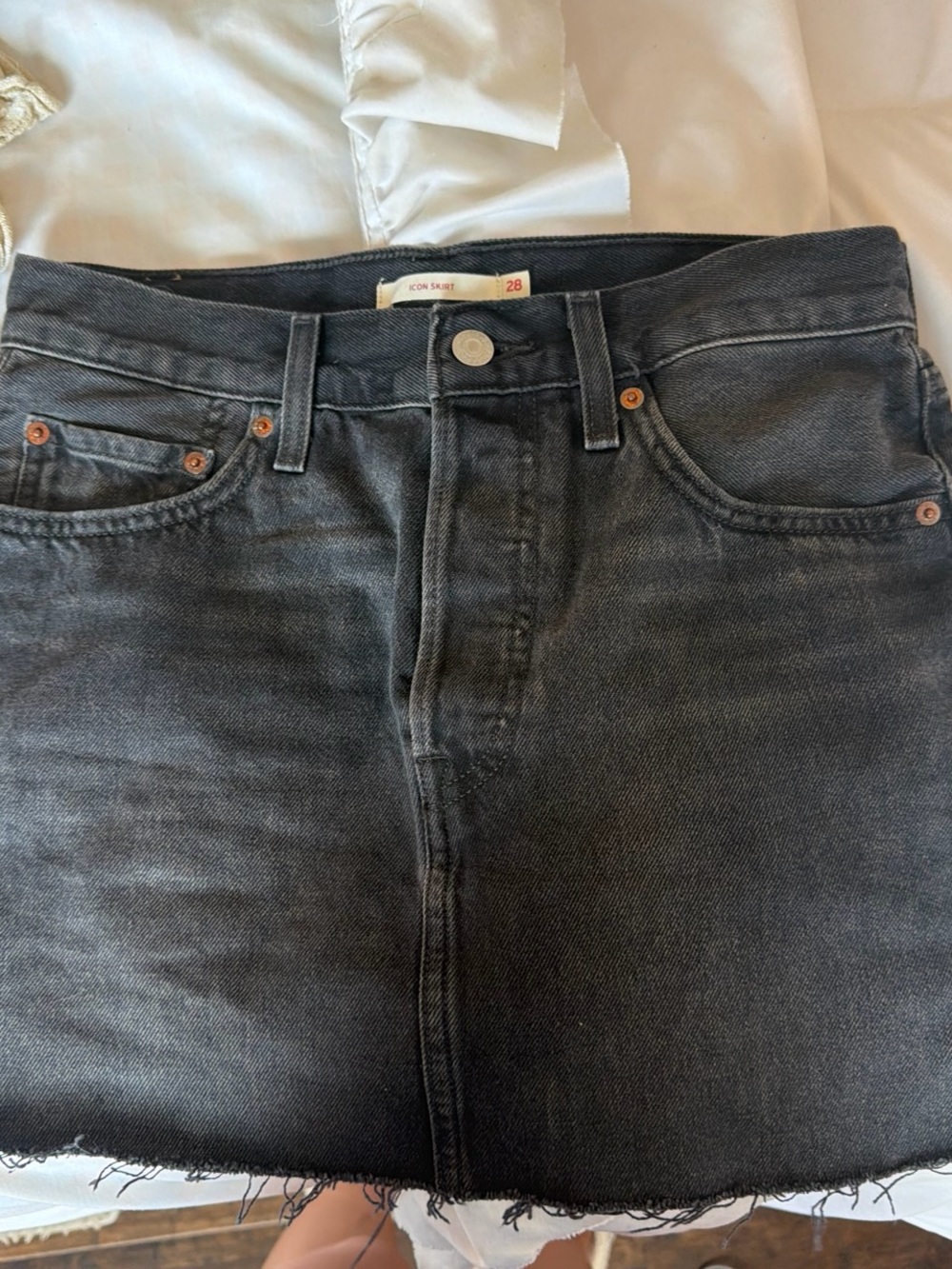 Levi's Black Slim Denim Skirt with Raw Hem